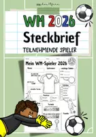 Vorschau - Arbeitsblätter - WM 2026 | Steckbrief Spieler | Arbeitsblatt Fußballspieler | zwei Versionen - Deckblatt
