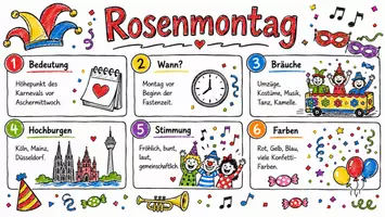 Vorschau - Arbeitsblätter - AB mit Fragen zum Thema "Rosenmontag" + Lösungsblatt + Infografik - Seite 1