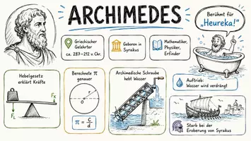 Vorschau - Arbeitsblätter - AB mit Fragen zum Thema "Archimedes" + Lösungsblatt + Mindmap + Infografik - Seite 1