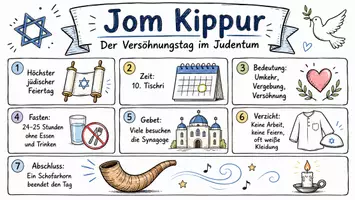 Vorschau - Arbeitsblätter - AB mit Fragen zum Thema "Jom Kippur" + Lösungsblatt + Mindmap + Infografik - Seite 1