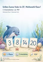 Vorschau - Arbeitsblätter - Größere Summe finden bis 20 | Mathematik Klasse 1 | 5 Arbeitsblätter als PDF - Deckblatt