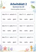 Vorschau - Arbeitsblätter - Größere Summe finden bis 20 | Mathematik Klasse 1 | 5 Arbeitsblätter als PDF - Seite 2