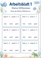 Vorschau - Arbeitsblätter - Kleinere Differenz finden bis 20 | Mathematik Klasse 1 | 5 Arbeitsblätter als PDF - Seite 1