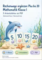 Vorschau - Arbeitsblätter - Rechenwege ergänzen Plus bis 20 | Mathematik Klasse 1 | 5 Arbeitsblätter als PDF - Deckblatt