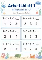 Vorschau - Arbeitsblätter - Rechenwege ergänzen Plus bis 20 | Mathematik Klasse 1 | 5 Arbeitsblätter als PDF - Seite 1