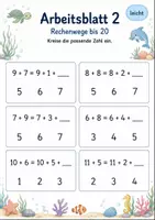 Vorschau - Arbeitsblätter - Rechenwege ergänzen Plus bis 20 | Mathematik Klasse 1 | 5 Arbeitsblätter als PDF - Seite 2