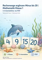 Vorschau - Arbeitsblätter - Rechenwege ergänzen Minus bis 20 | Mathematik Klasse 1 | 5 Arbeitsblätter als PDF - Deckblatt