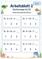 Vorschau - Arbeitsblätter - Rechenwege ergänzen Minus bis 20 | Mathematik Klasse 1 | 5 Arbeitsblätter als PDF - Seite 2