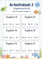 Vorschau - Arbeitsblätter - Passende Aufgabe zum Ergebnis finden bis 20 | Mathematik Klasse 1 | 5 Arbeitsblätter als PDF - Seite 2