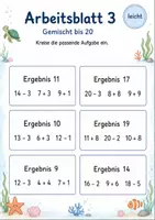 Vorschau - Arbeitsblätter - Passende Aufgabe zum Ergebnis finden bis 20 | Mathematik Klasse 1 | 5 Arbeitsblätter als PDF - Seite 3