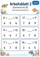 Vorschau - Arbeitsblätter - Plus und Minus mit Lücke gemischt bis 20 | Mathematik Klasse 1 | 5 Arbeitsblätter als PDF - Seite 2