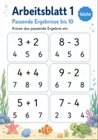 Vorschau - Arbeitsblätter - Zahlen und Ergebnisse zuordnen bis 20 | Mathematik Klasse 1 | 5 Arbeitsblätter als PDF - Seite 1