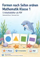 Vorschau - Arbeitsblätter - Formen nach Seiten ordnen | Mathematik Klasse 1 | 5 Arbeitsblätter als PDF - Deckblatt