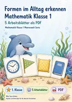 Vorschau - Arbeitsblätter - Formen im Alltag erkennen | Mathematik Klasse 1 | 5 Arbeitsblätter als PDF - Deckblatt