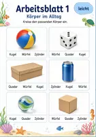 Vorschau - Arbeitsblätter - Körper im Alltag erkennen | Mathematik Klasse 1 | 5 Arbeitsblätter als PDF - Seite 1