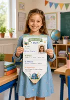 Vorschau - Mal- und Bastelvorlagen - Wimpel Steckbrief "Das bin ich" | Grundschule Klasse 1-4 | Kennenlernen Schuljahresstart Schulanfang - Seite 1