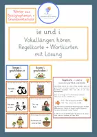 Vorschau - Fördermaterial/Inklusion - i und ie - kurze + lange Vokale - Klasse 1-3 - Regelkarte + Wortkarten - Deckblatt