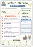 Vorschau - Arbeitsblätter - End of School Year Partner Interviews – 7 Speaking Activities für Englisch für das Schuljahresende - Seite 1