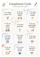 Vorschau - Arbeitsblätter - Englisch Compliment Cards – 18 Sets Komplimentekarten - Seite 1