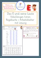 Vorschau - Arbeitsblätter - E - kurze + lange Vokale - Klasse 1-3 - Regelkarte + Arbeitsblätter - Deckblatt