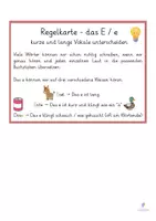Vorschau - Arbeitsblätter - E - kurze + lange Vokale - Klasse 1-3 - Regelkarte + Arbeitsblätter - Seite 2