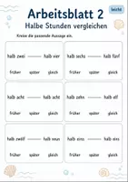 Vorschau - Arbeitsblätter - Uhrzeiten vergleichen | Mathematik Klasse 1 | 5 Arbeitsblätter als PDF - Seite 2