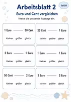 Vorschau - Arbeitsblätter - Münzwerte vergleichen | Mathematik Klasse 1 | 5 Arbeitsblätter als PDF - Seite 2