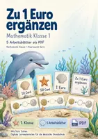 Vorschau - Arbeitsblätter - Zu 1 Euro ergänzen | Mathematik Klasse 1 | 5 Arbeitsblätter als PDF - Deckblatt