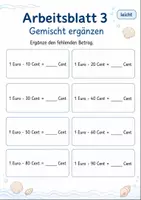 Vorschau - Arbeitsblätter - Zu 1 Euro ergänzen | Mathematik Klasse 1 | 5 Arbeitsblätter als PDF - Seite 3