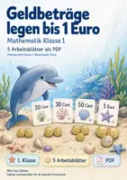 Vorschau - Arbeitsblätter - Geldbeträge legen bis 1 Euro | Mathematik Klasse 1 | 5 Arbeitsblätter als PDF - Deckblatt