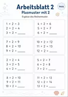 Vorschau - Arbeitsblätter - Rechenmuster Plus bis 20 | Mathematik Klasse 1 | 5 Arbeitsblätter als PDF - Seite 2