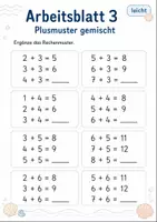Vorschau - Arbeitsblätter - Rechenmuster Plus bis 20 | Mathematik Klasse 1 | 5 Arbeitsblätter als PDF - Seite 3
