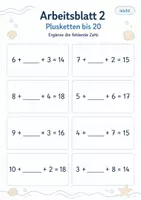 Vorschau - Arbeitsblätter - Plusketten mit fehlender Zahl bis 20 | Mathematik Klasse 1 | 5 Arbeitsblätter als PDF - Seite 2