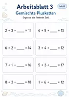 Vorschau - Arbeitsblätter - Plusketten mit fehlender Zahl bis 20 | Mathematik Klasse 1 | 5 Arbeitsblätter als PDF - Seite 3
