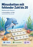 Vorschau - Arbeitsblätter - Minusketten mit fehlender Zahl bis 20 | Mathematik Klasse 1 | 5 Arbeitsblätter als PDF - Deckblatt