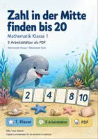 Vorschau - Arbeitsblätter - Zahl in der Mitte finden bis 20 | Mathematik Klasse 1 | 5 Arbeitsblätter als PDF - Deckblatt