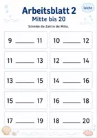 Vorschau - Arbeitsblätter - Zahl in der Mitte finden bis 20 | Mathematik Klasse 1 | 5 Arbeitsblätter als PDF - Seite 2