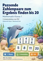 Vorschau - Arbeitsblätter - Passende Zahlenpaare zum Ergebnis finden bis 20 | Mathematik Klasse 1 | 5 Arbeitsblätter als PDF - Deckblatt