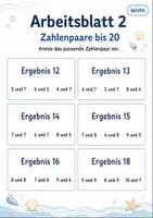 Vorschau - Arbeitsblätter - Passende Zahlenpaare zum Ergebnis finden bis 20 | Mathematik Klasse 1 | 5 Arbeitsblätter als PDF - Seite 2