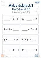 Vorschau - Arbeitsblätter - Lückenaufgaben bis 20 | Mathematik Klasse 1 | 5 Arbeitsblätter als PDF - Seite 1