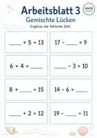 Vorschau - Arbeitsblätter - Lückenaufgaben bis 20 | Mathematik Klasse 1 | 5 Arbeitsblätter als PDF - Seite 3