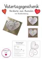 Vorschau - Mal- und Bastelvorlagen - Vatertagsgeschenk Herz zum Ausmalen mit Anleitung - Deckblatt