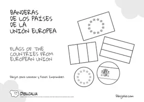 Vista previa - Manualidades / Dibujos para colorear - Banderas de los Países de la Unión Europea para colorear - página 1