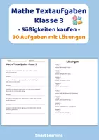 Vorschau - Stundenentwürfe - Mathe Textaufgaben Klasse 3 – Süßigkeiten kaufen (30 Aufgaben mit Lösungen) - Deckblatt