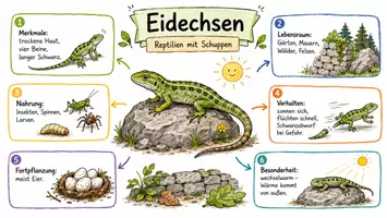 Vorschau - Arbeitsblätter - Arbeitsblatt zum Thema "Eidechsen" + Onlineübung & MP3 + Mindmap + Infografik - Seite 1