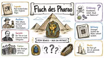 Vorschau - Arbeitsblätter - Arbeitsblätter zum Thema "Fluch des Pharao" (Lückentext, Hörverstehen) + Lösung & MP3 + Mindmap + Infografik - Seite 1