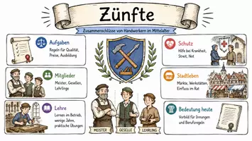 Vorschau - Arbeitsblätter - Arbeitsblatt "Zünfte" + Onlineübung & MP3 + Infografik - Seite 1