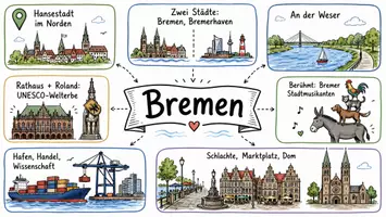 Vorschau - Arbeitsblätter - Arbeitsblatt zum Thema "Bremen" + Onlineübung & MP3 + Mindmap + Infografik - Seite 1