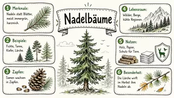 Vorschau - Arbeitsblätter - Arbeitsblatt "Nadelbaum" + Onlineübung & MP3 + Mindmap + Infografik - Seite 1