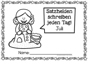 Vorschau - Arbeitsblätter - Sätze schreiben / Satz des Tages / Schüttelsätze (Druckschrift) schreiben Sommer Sommerferien Juli - Seite 1